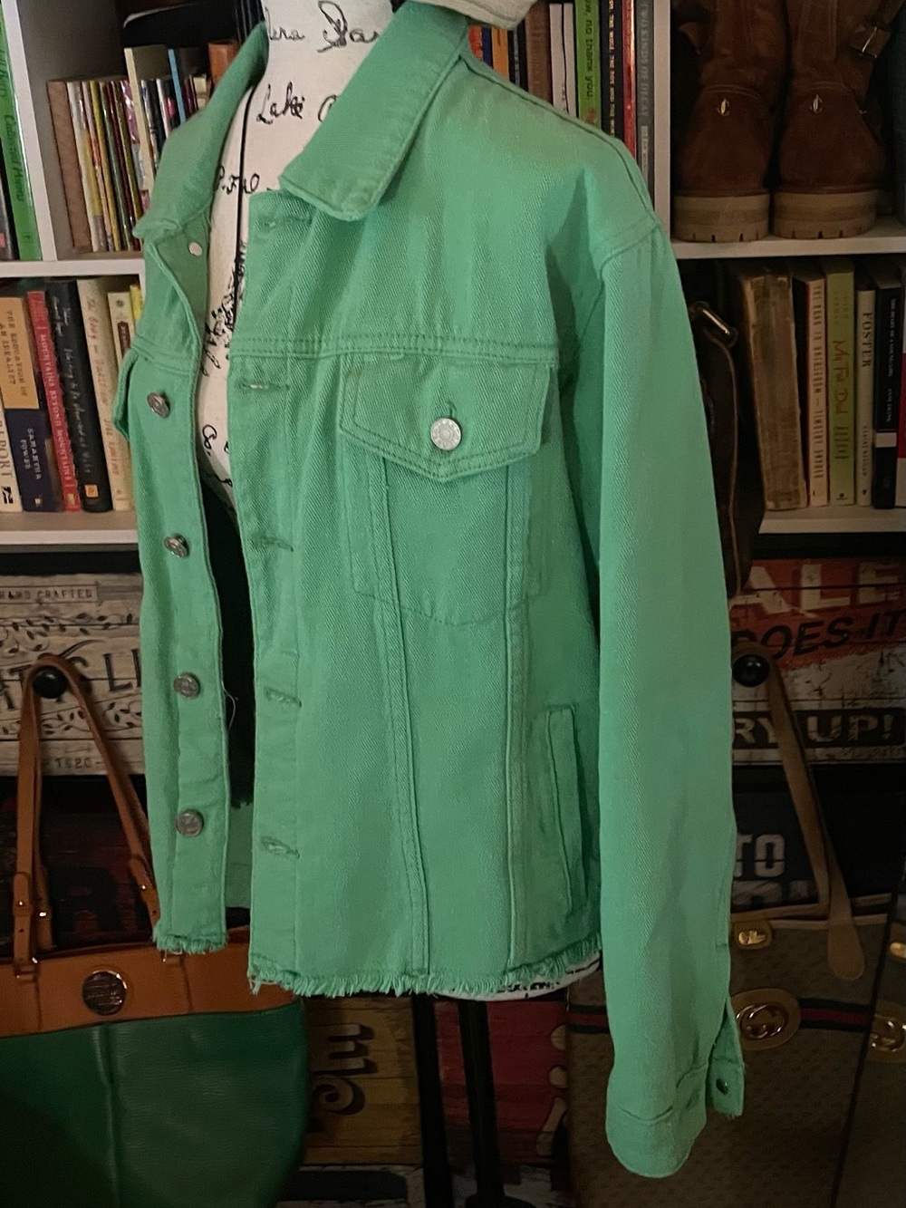 Oversized Kelly Green Denim Jacket